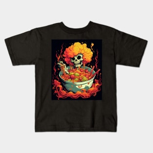 kawaii japanese anime Skeleton Halloween ramen Food Lovers Kids T-Shirt